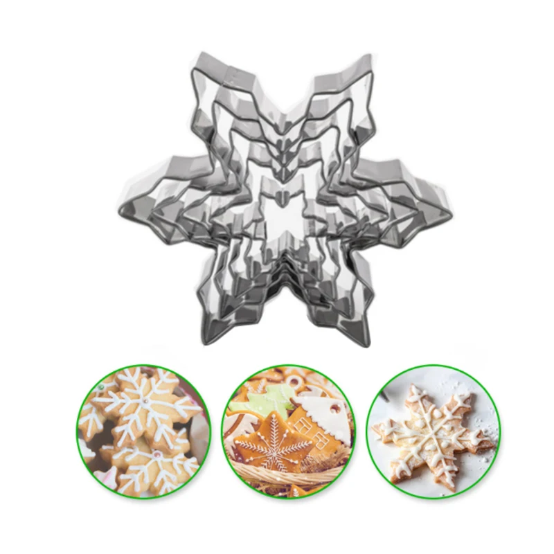 

5Pcs Christmas Cookie Cutter Set Stainless Steel Baking Shape Mold for Making Muffins Biscuits Snowflake Snowman Candy