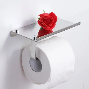 

TTLIFE Polish Toilet Paper Holder Stainless Steel Tissue Holder Mobile Phone Antique Roll Holder Durable Bathroom Storage Shelf