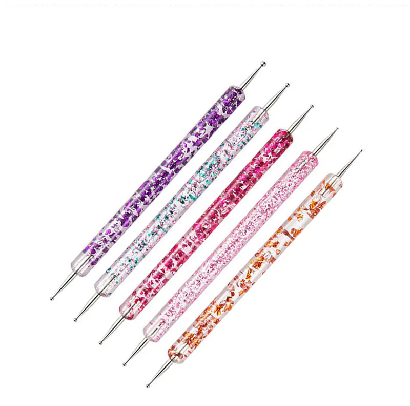Hb28c2378ee4c48148159163c9ab90d61S 5 Pcs/set Nail Art Dotting Pen Crystal Beads Handle Dual-ended Drawing Painting Rhinestones Manicure Tools