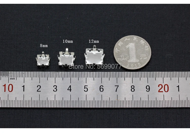 30P Kupfer leere Krallenfassungen für ausgefallene Steine Silber runde Strasssteine Klaue Silver zum Aufnähen von Set Strasssteinen Basisklauen – Detail 12