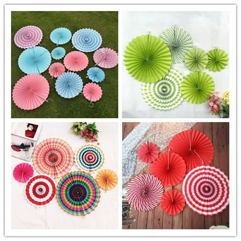 

6Pcs Small Tissue Paper Fans Flowers Pompom Balls Round Lanterns DIY Craft Hanging Small Flower Wedding Party Decoration