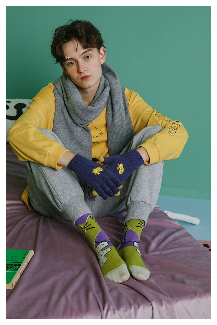 5 Pairs A Lot Harajuku Socks For Men And Women Designer Pattern Illustration Jacquard High-quality Sock