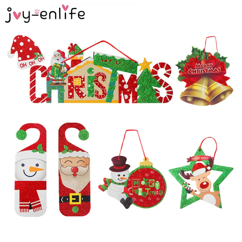 

1pcs Christmas Door Hanging 2020 Merry Christmas Hanging Ornaments Decorations Windows Christmas Tree Decoration Gifts for Kids