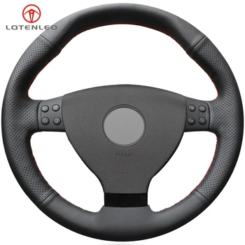 

LQTENLEO Black Artificial Leather DIY Hand-stitched Car Steering Wheel Cover For Volkswagen VW EOS MK5 2005-2010