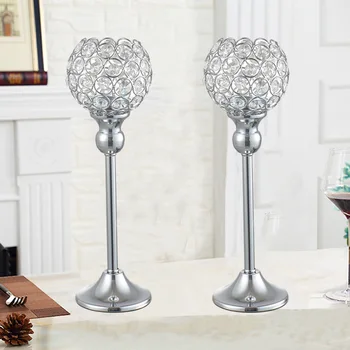 

Crystal Tealight Candle Holders Metal Glass Candlesticks Wedding Table Centerpieces for Home Decoration Hogar Moderno