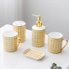 Набор аксессуаров для ванной комнаты, керамический диспенсер для мыла, держатель для зубных щеток, мыльница для полоскания, чашка с подносом, свадебные подарки, костяной фарфор