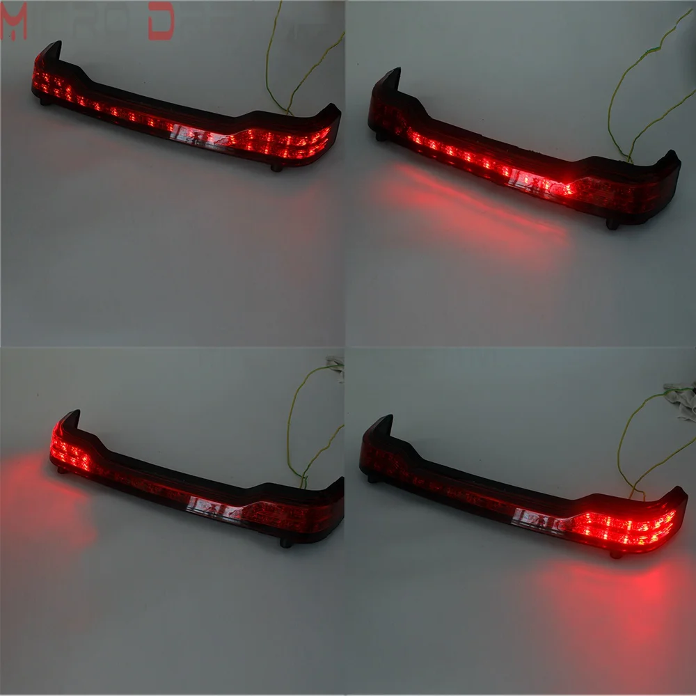  Motorcycle Chrome Red Wrap Tour Pack LED Brake Running Tail Light Wrap for Harley Touring Electra G - 4000235657059