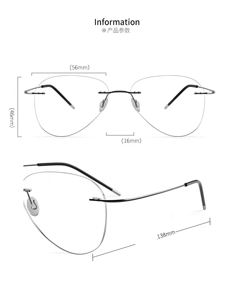 Vazrobe авиация очки рамки для мужчин без оправы очки по рецепту Близорукость диоптрий фотохромные MR-8 анти синий прогрессивный