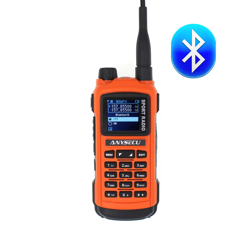 Anysecu AC-580 Bluetooth Walkie Talkie профессиональное Спортивное радио VHF 136-174MHz UHF 400-520MHz 5W радиостанция GP8800 - Цвет: AC-580-Bluetooth