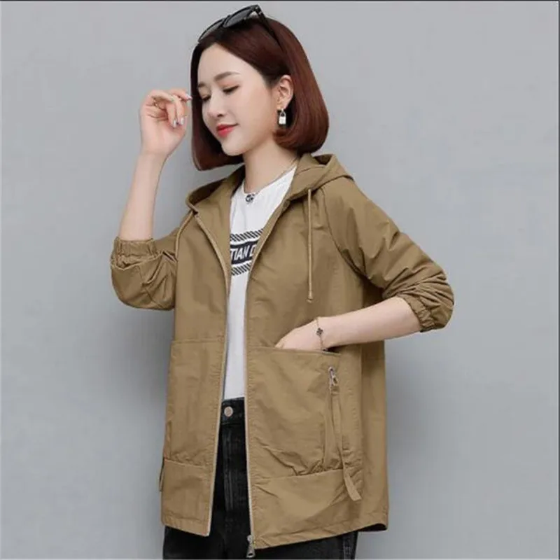 

Женская куртка свободного покроя, повседневные куртки для мам, Новинка весна-осень 2022, Женская ветровка с капюшоном, верхняя одежда A836