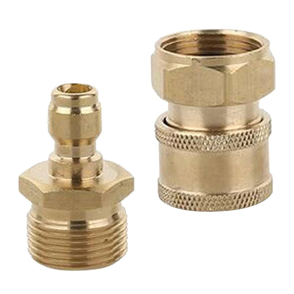 2pcs M22 Male & M22 Female Durable Brass Quick Coupler Garden Hose Adaptor