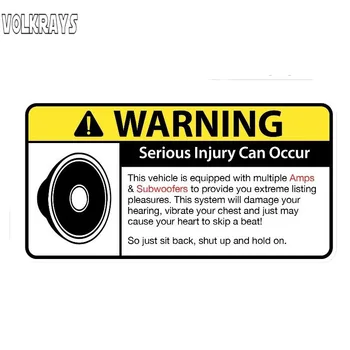 

Volkrays Fashion Car Sticker Amps& Subwoofers Warning Serious Injury Can Occur Accessories Reflective PVC Decal,6cm*14cm