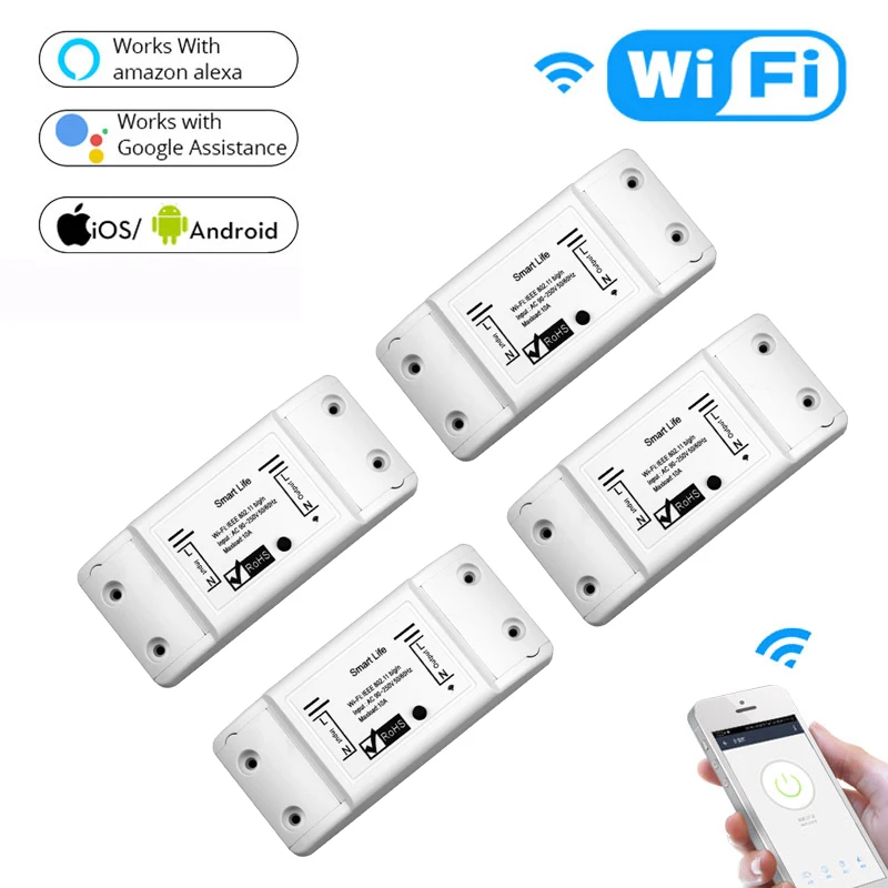 light switch wireless DIY WiFi Smart Light Switch Universal Breaker Timer Wireless Remote Control Works with Alexa Google Home Smart Home motion sensing light switch Wall Switches