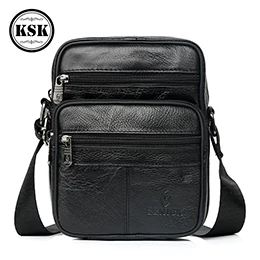 Мужская сумка через плечо сумки из натуральной кожи мужские высокого качества модные Лоскутные роскошные мужские сумки через плечо KSK - Цвет: black 8001