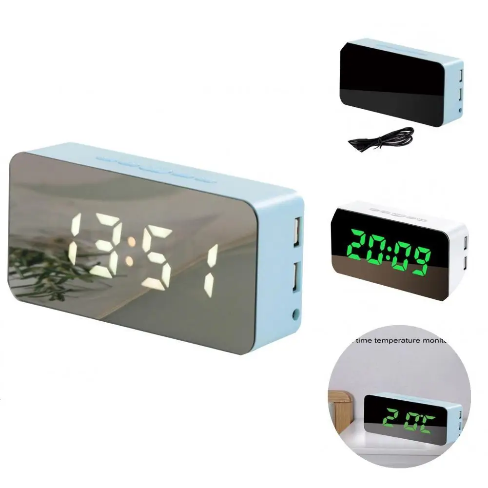 Rectangular Modern Portable LED Alarm Clock Built in CR2032 Battery