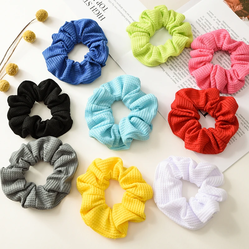 

New Fashion Cotton Elastic Hair Bands Colorful Ponytail Holders Pink Bright Color Scrunchies Hair Ties Simple Style Hair Accesso