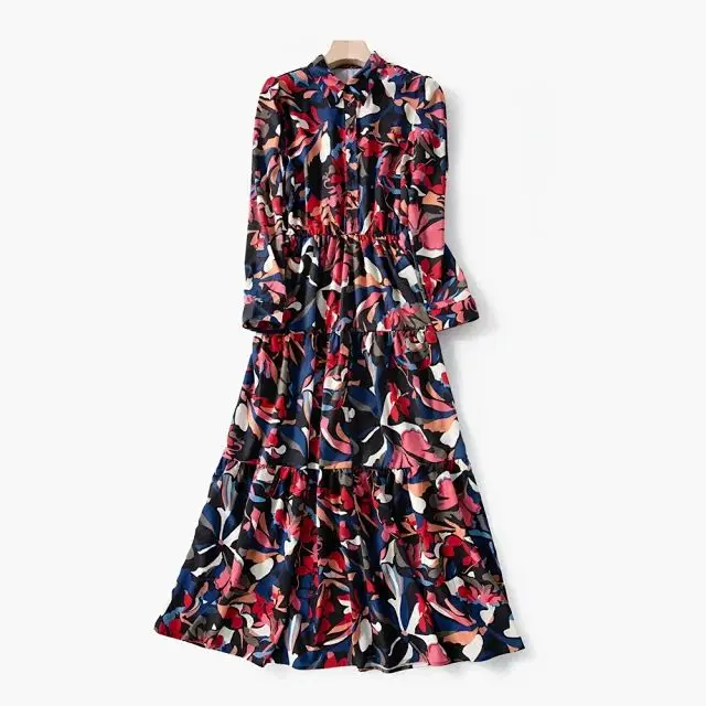 

Women Dresses 2020 New Colorful Geometric Print Dress Long
