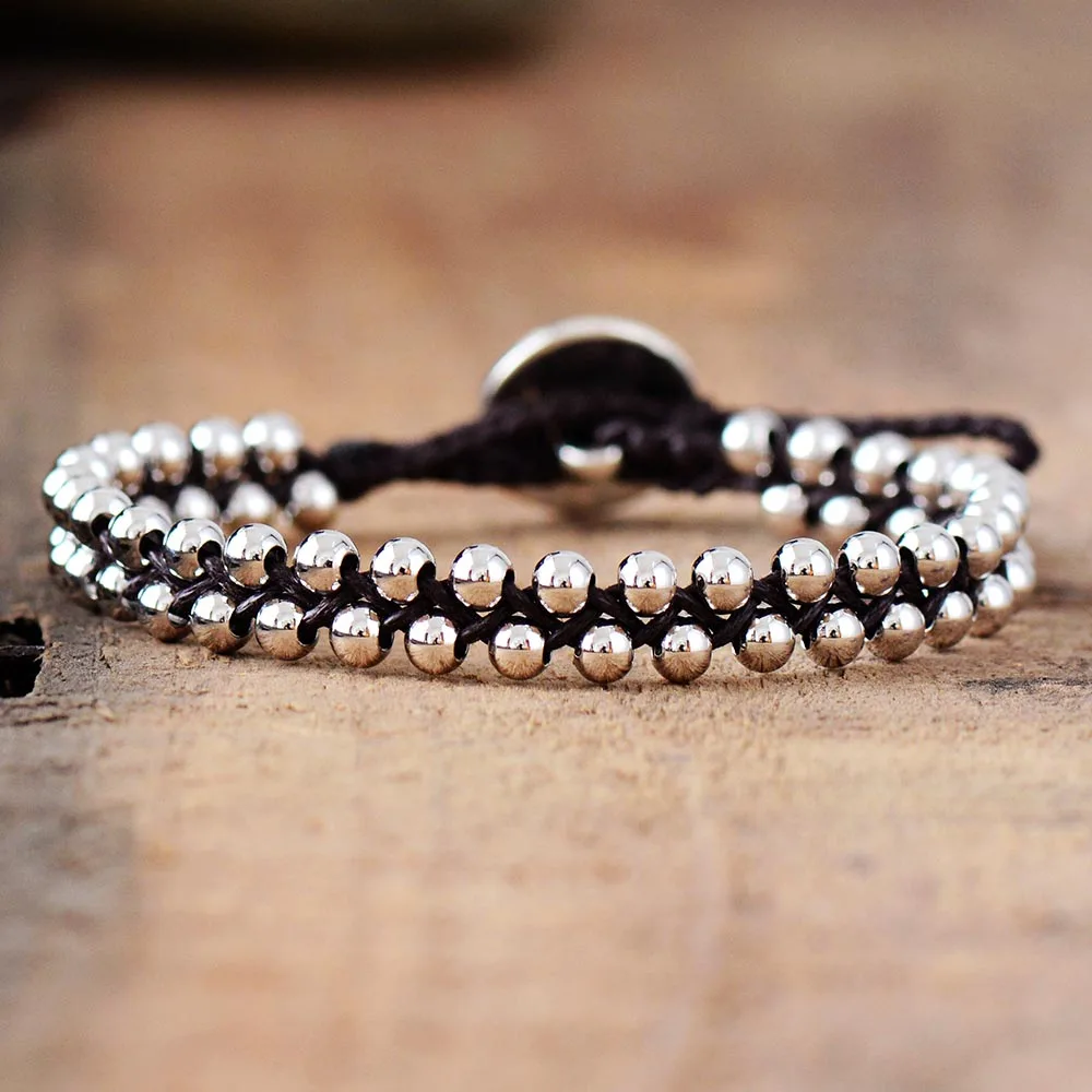 NewWomensGoldPlatedBeadsStringBraidedBraceletsWholesaleBohemia