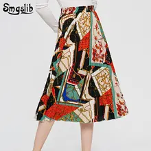 Модная новая весенне-осенняя юбка, стильная уличная винтажная плиссированная юбка до щиколотки с цветочным рисунком размера плюс