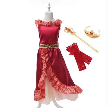 

Elena Adventure Dress Classic Elena Of Avalor Costume Spring and Autumn Girls Dresses One-Shoulder Dresses Girls Princess Dress