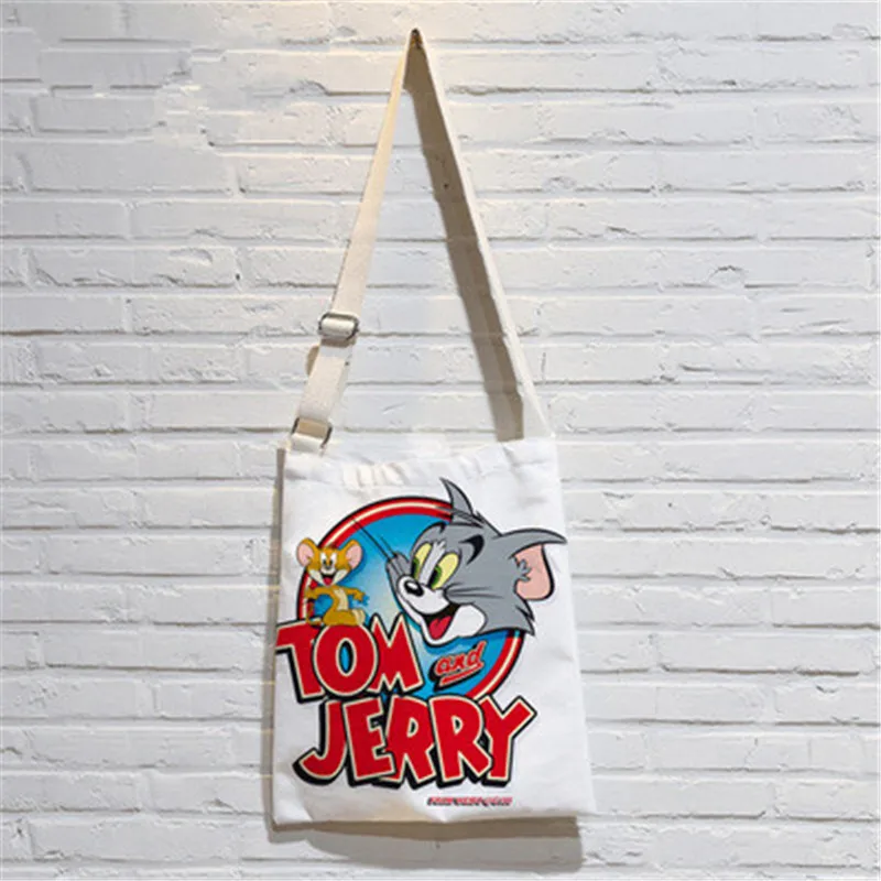 Cat and Mouse Single-shoulder Bag Hand Bag Creative Cartoon Tom And Jerry Storage Canvas Bag Personality Shopping Bag X2191