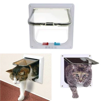 

Door Pet Door Cat Dog Puppy 4 Way Lock Safe Doors For Home Medium Small Large Lockable Made Of ABS Plastic Durable S, M, L.