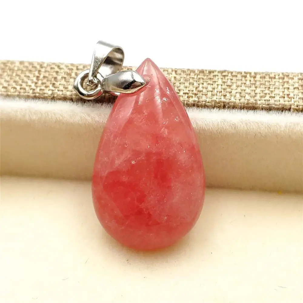 

Top Natural Rose Red Rhodochrosite Necklace Pendant 22x14x7mm Water Drop Stone Women Men For Love Reiki Anniversary Gift AAAAA