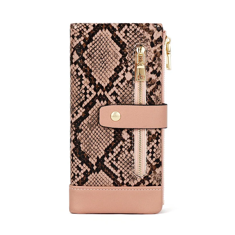 NEW Serpentine Leather Wallet Zipper Cell Phone Pocket Coin Card Holder Ladies Purses Women Wallets Clutch Long Female Carteira