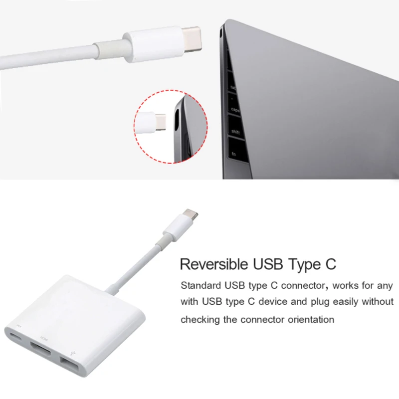 Kebidu type-C концентратор USB C к HDMI USB 3,1 type c адаптер папа-мама кабель для зарядки конвертер цифровой AV многопортовый адаптер