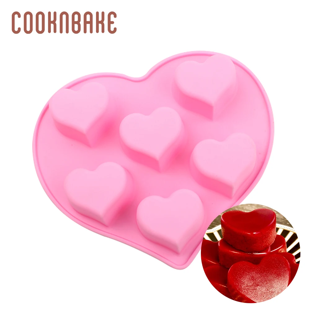 COOKNBAKE heart silicone mold for handmade soap 6 cavity resin candle tool cake bread biscuit pastry bakeware DIY Valentine |