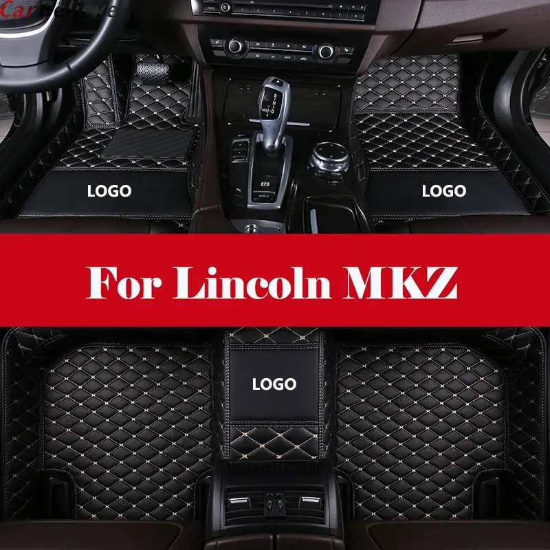 

car floor mat Leather Automotive interior Double layer Carpet protect mat with Logo For Lincoln MKZ