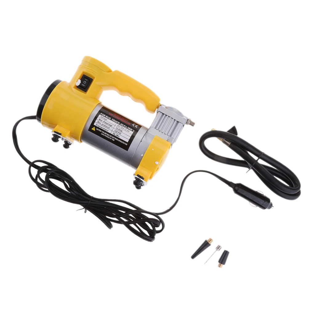 Portable 12V Car Electric Air Compressor Tire Inflator Pump 150 PSI w/ Pressure Gauge