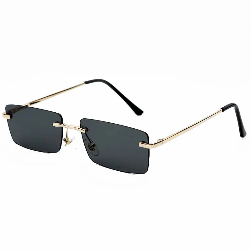 Брендовые Модные солнцезащитные очки без оправы, женские очки в винтажном стиле Instagram, красные, черные, прямоугольные солнцезащитные очки UV400, женские очки - Цвет линз: Black