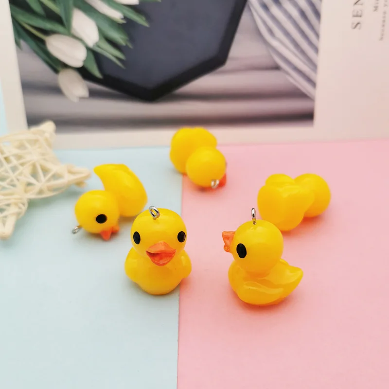 

10pcs/lot Kawaii Resin Yellow Duck Charms & Pendants Cute Phone Keychain Charms For Jewelry Making Handmade Decorate Crafts