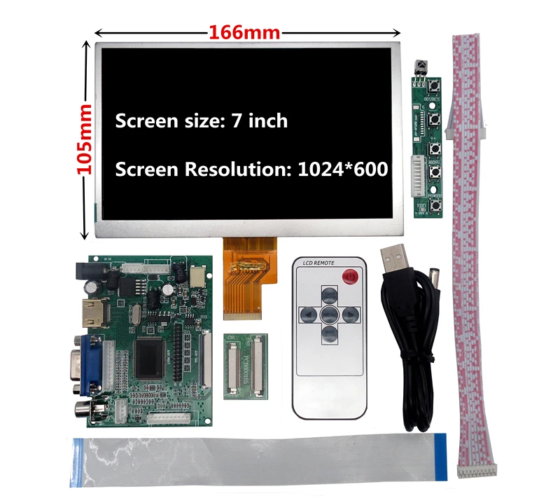 Monitor para Raspberry Lcd com Hdmi Polegada 1024*600 Tela Vga Driver Board pi Banana Laranja Mini Computador 7 - 8 9 10.1 - Imagem 6