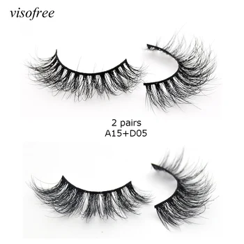 

2 pairs/lot visofree 3D mink lashes Full Strip Lashes Criss-cross Handcrafted Cotton Band False Lashes makeup A15 D05 Lash