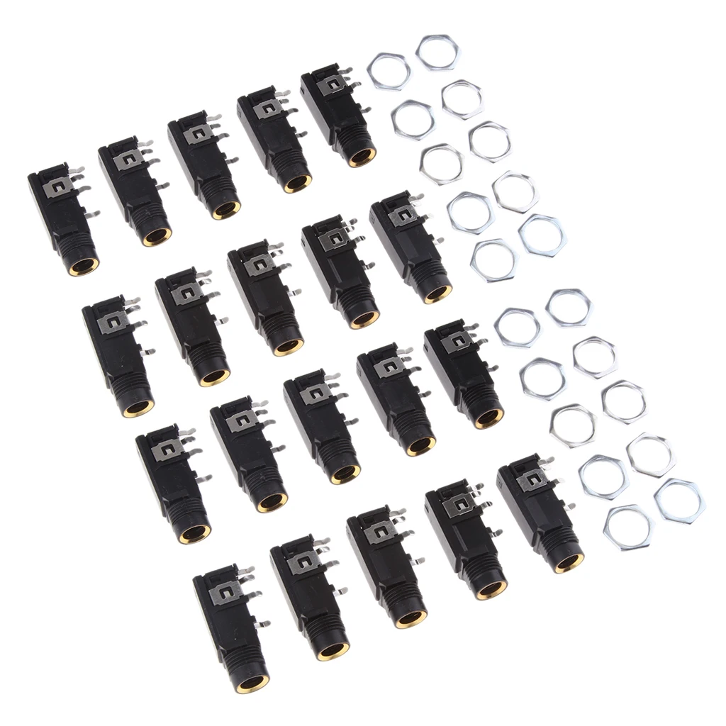 

20 Pieces 6.35mm Stereo Socket Headphones Jack PCB Panel Mount Adapter 4P
