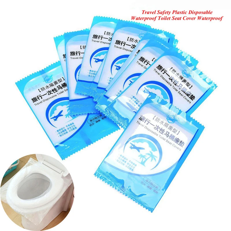 

10pcs Disposable Paper Toilet Seat Cover Protector Camping Travel Hygienic Toilet Mat Pad Cushion Bathroom Supplies Set