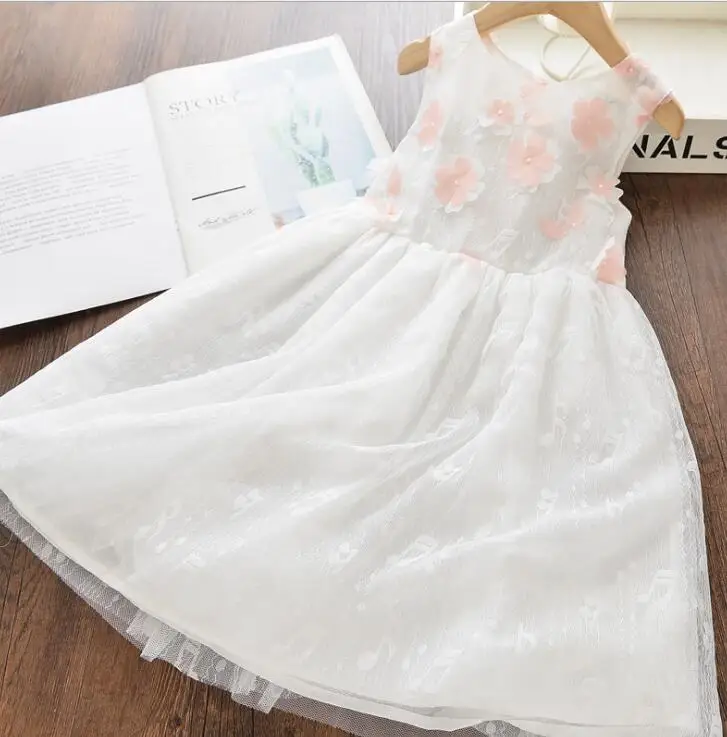 Г. Летняя кружевная Цветочная сетка; платья принцессы для девочек; милое детское платье; 6 шт/лот;