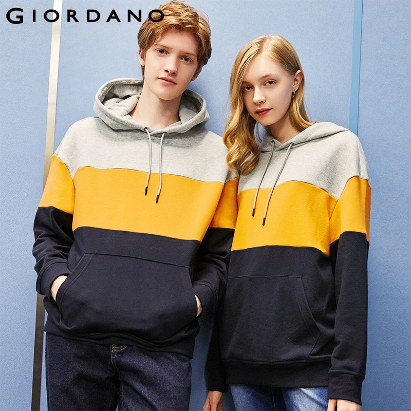 Giordano мужские толстовки Модные контрастные толстовки с капюшоном Kanga карманные топы с длинными рукавами Sudaderas Para Hombre 01029787