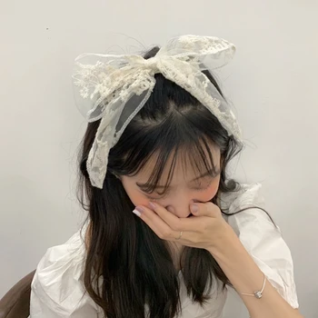 

AOMU Sweet Vintage Lace Bow Hairpin Hair Rope Top Clip Female Hairpin for Women Girl Sweet Black White Bowknot Accessories