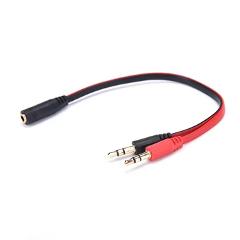 

JETTING New Wholesale 3.5mm AUX Audio Cable Mic Splitter Cable Earphone Headphone Adapter Cable 1 Female To 2 Male