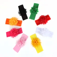 Детские аксессуары для волос в европейском и американском стиле, Детская Хлопковая тканевая лента для волос, шифоновая прямая лента для волос с цветами