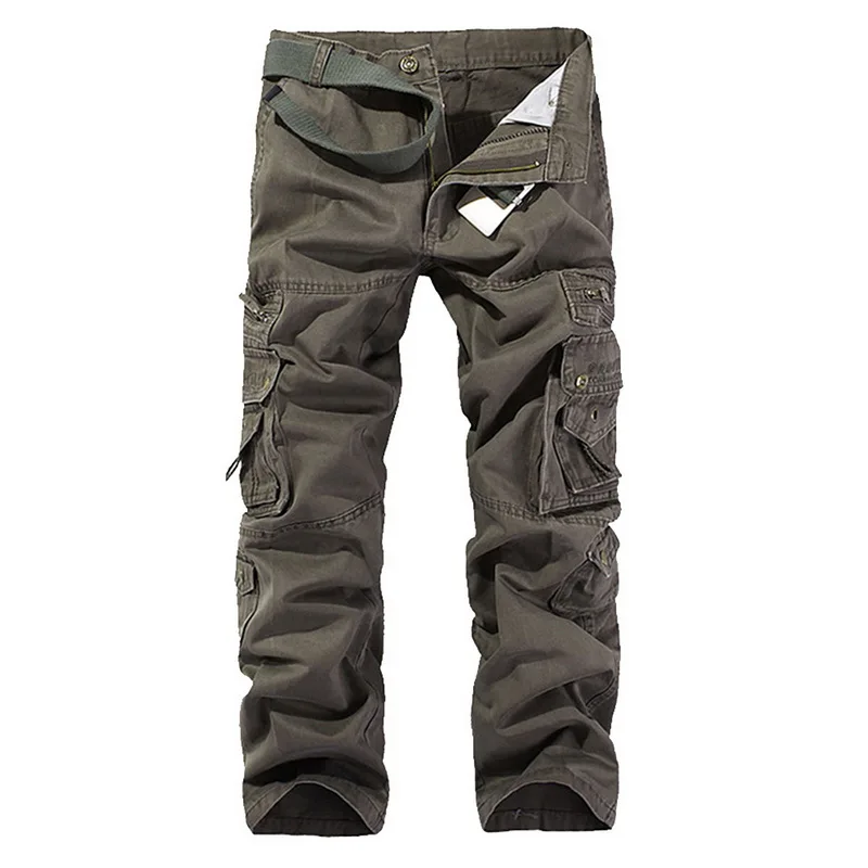 HEFLASHOR, мужские брюки карго, ArmyGreen, большой карман, украшение, мужские повседневные брюки, легко стираются, мужские осенние модные брюки размера плюс - Цвет: color 2