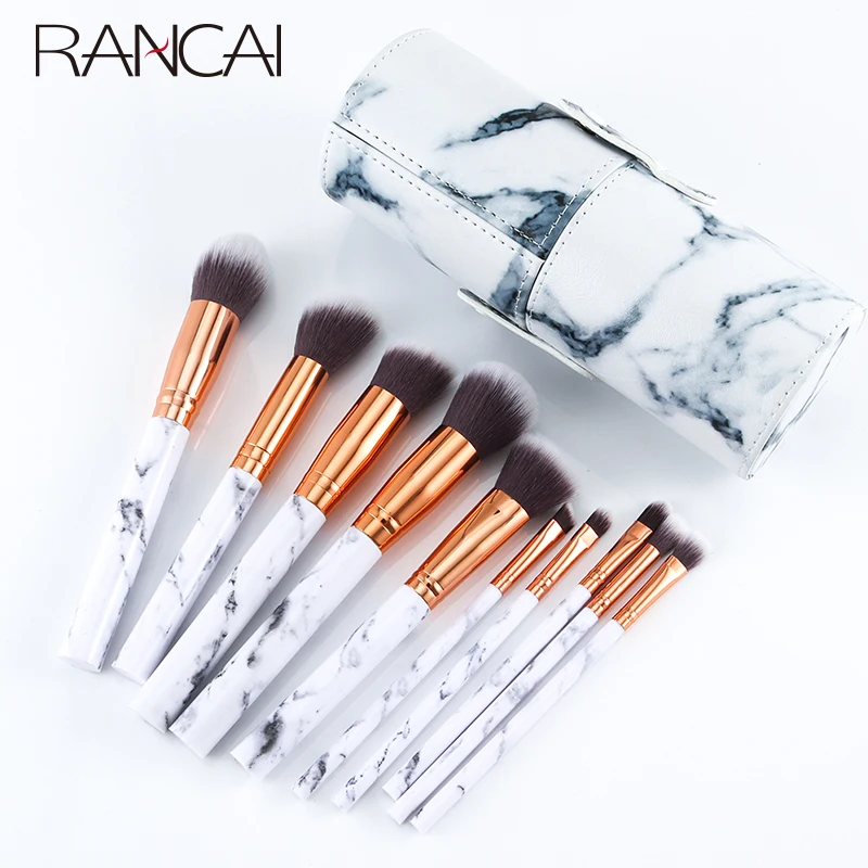 Makeup-Brushes-Set Cylinder Eyeshadow-Brush Soft-Foundation-Powder Marble Professional