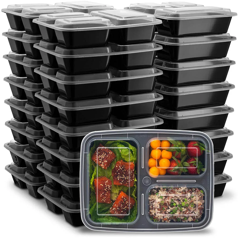 Disposable Plastic Microwavable Food Containers 32oz Lunch Box 20pcs