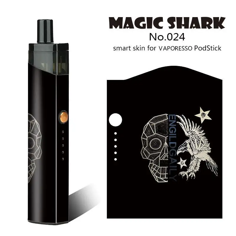 Maigc Shark Shinchan Sun New Skull V for Vendetta Batman Leaf Crayon PVC Stereo Sticker Vape Case Film for VAPORESSO PodStick - Цвет: 024