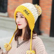 Ручная работа в этническом стиле крючком мозаика, паркет Лыжная вязаная шапочка Женская зимняя теплая шапка