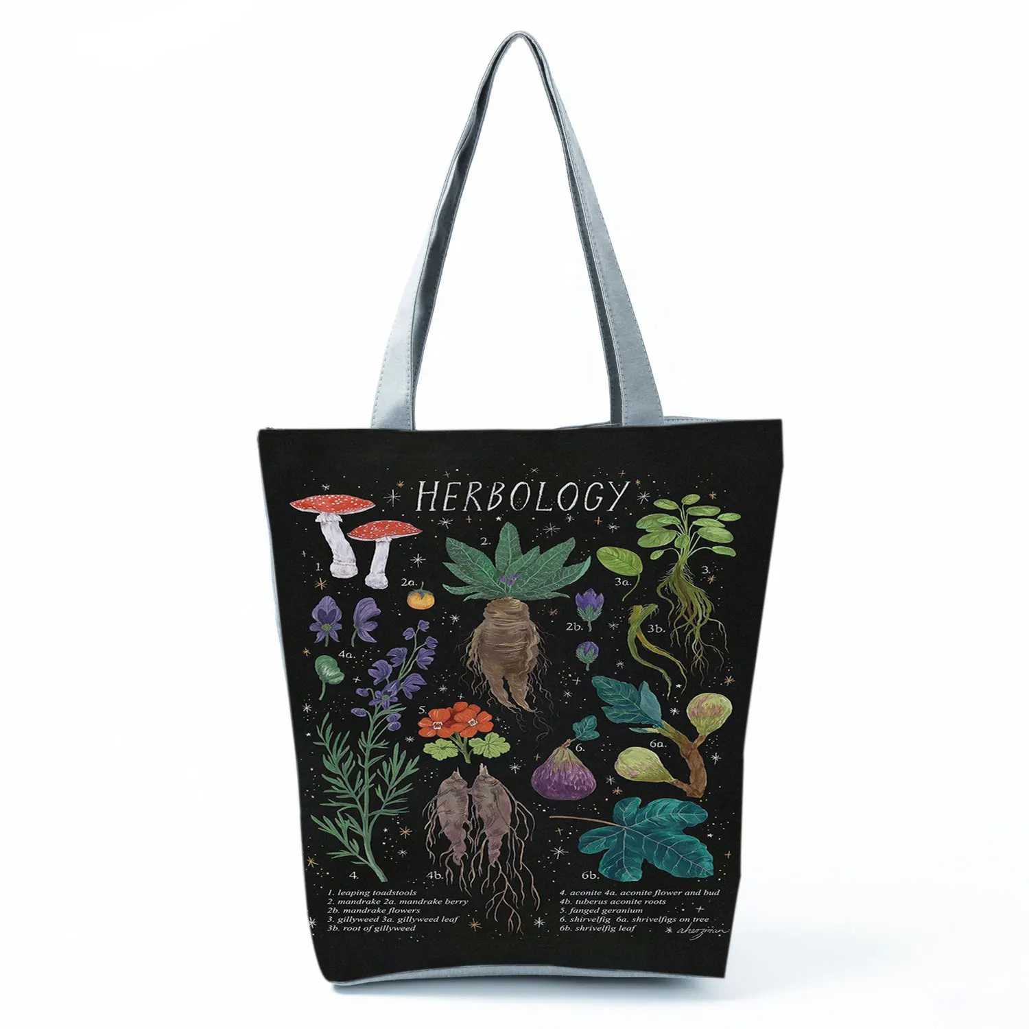 Plant Tote Reusable Shopping Bag Female Custom Pattern Mushroom Printed Handbags Women Floral High Capacity Shoulder Bag