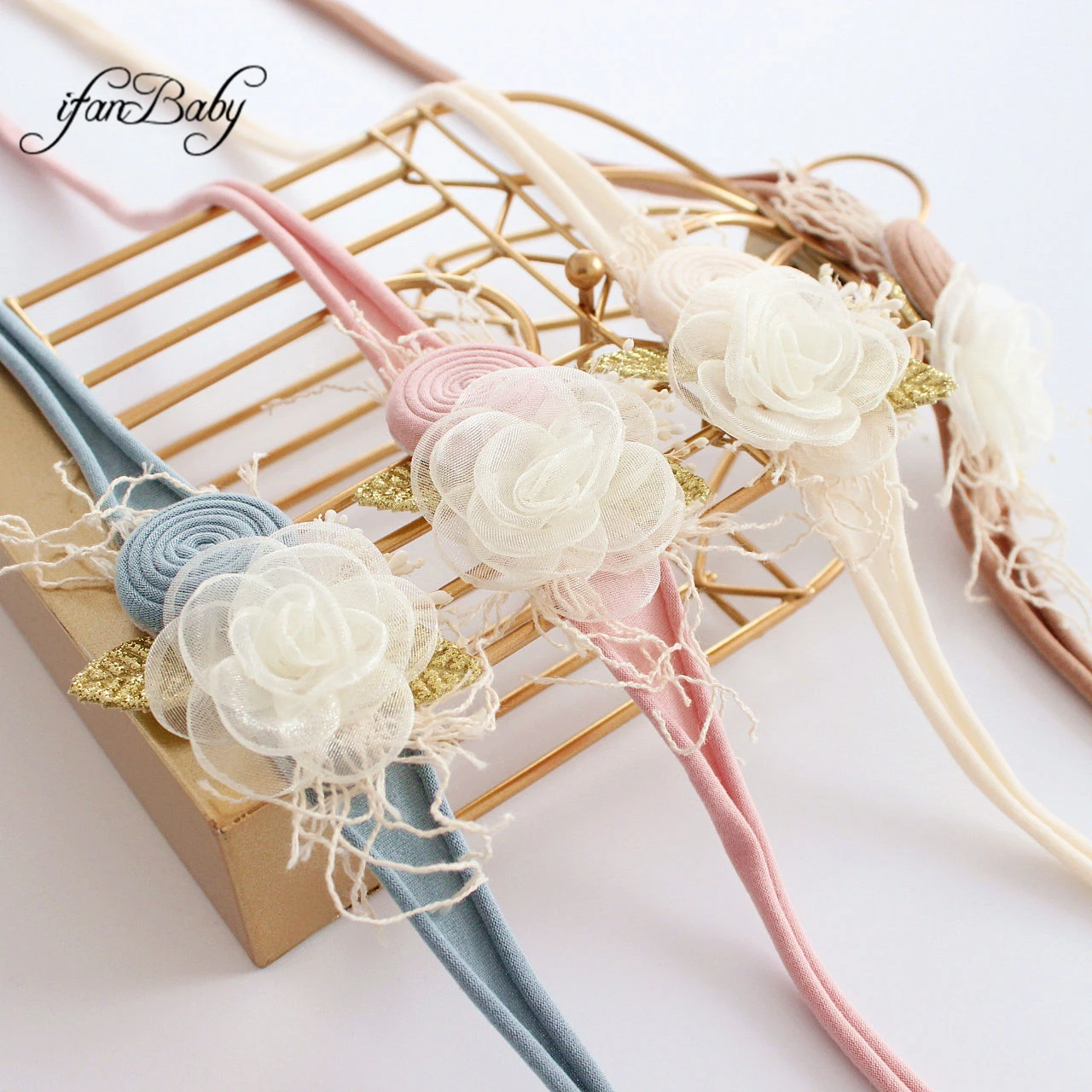 Kinder Mädchen Frauen Vintage Rose Blumen Stirnband Nylon elastisches Stirnband – Detail 1